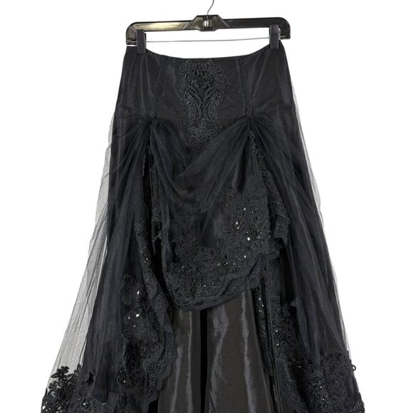 Punk Rave Black Lace Full Steampunk Goth Long Corset Skirt Women's Size Large - Picture 4 of 12